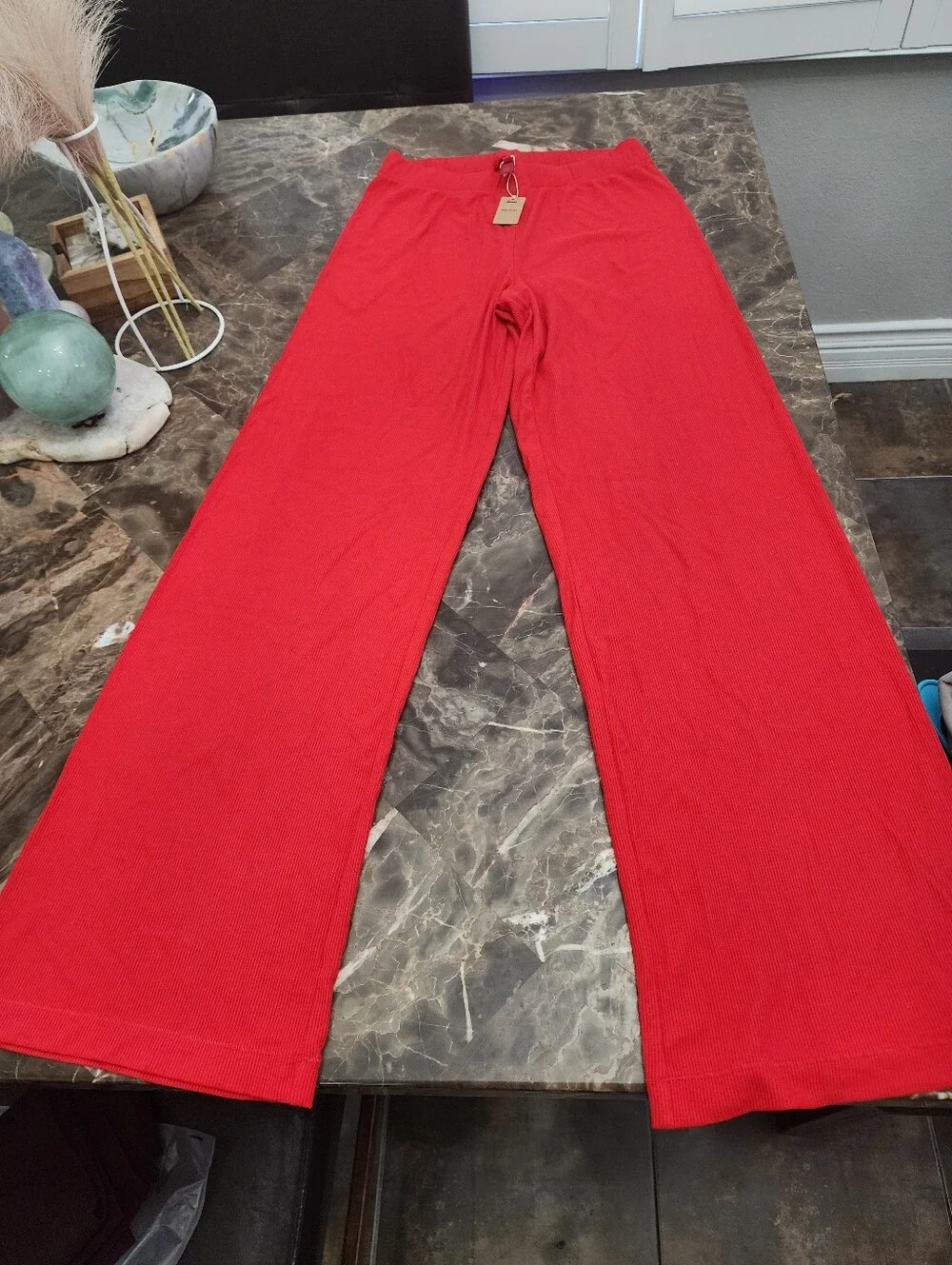SKIMS NWT Soft Lounge Ribbed Pajama Pants AND Cotton Ribbed Tank Size MED CHERRY